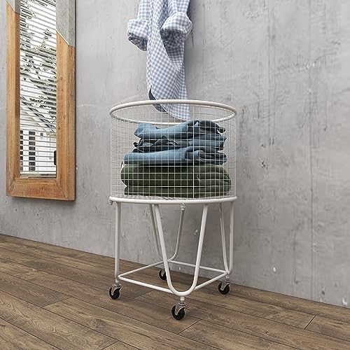 Deco 79 Metal Round Storage Cart with Wheels, 18" x 18" x 24",...