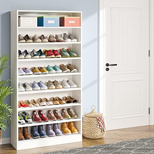 Tribesigns Shoe Cabinet, 9 Tiers 40-45 Pairs Heavy Duty Wood Freestanding Sho...