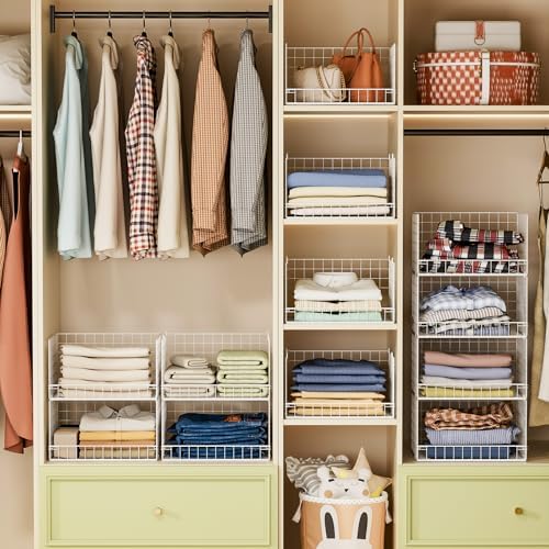 Yociyoga 4-Tier Stackable Closet Organizers and Storage Basket, Foldable Clos...