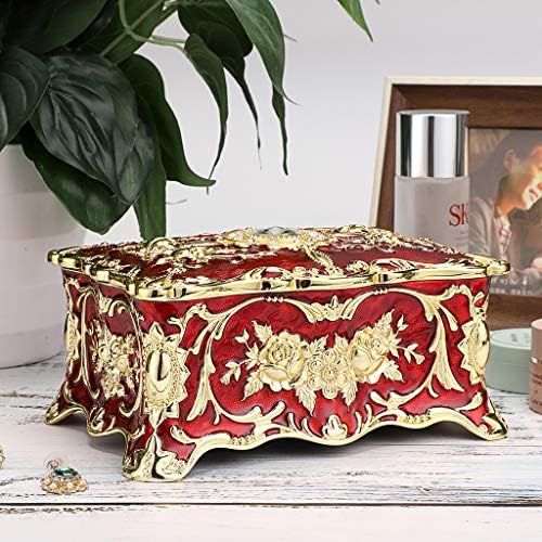 Hipiwe 2 Layer Vintage Jewelry Box Large Metal Treasure Chest Csase
