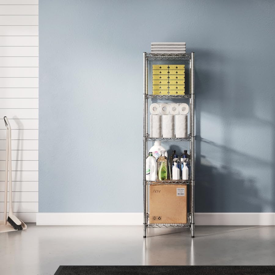 Shelving Inc. 24" d x 24" w x 84" h Chrome Wire Shelving w/ 5 ...