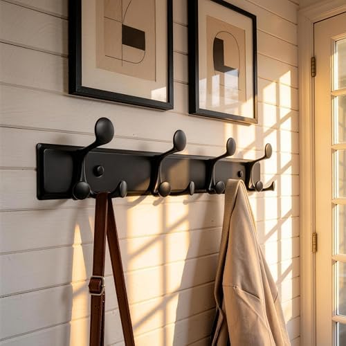 SKOLOO 12 Hooks Wall Mounted Coat Rack, 24 Inch Modern Coat Hanger for Entryw...