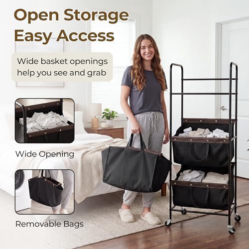 GRANNY SAYS 3 Tiered Laundry Sorter, Narrow Hamper Cart with Wheels