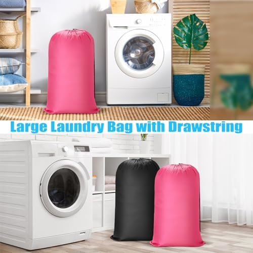 Nuogo 20 Pcs Large Laundry Bags Bulk, 38 x 24 Inch, Black, Pink