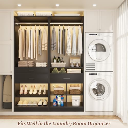 Unikito 50" W x 80" H Closet Organizer Storage System with 2 Hangin...