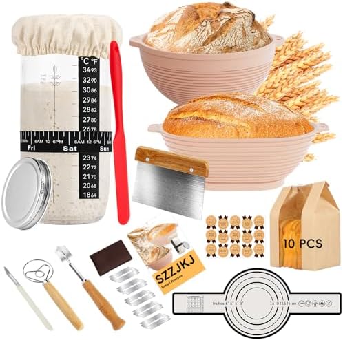 Sourdough Starter Kit, 24PCS Sourdough Bread Baking Supplies, 9"Round &a...