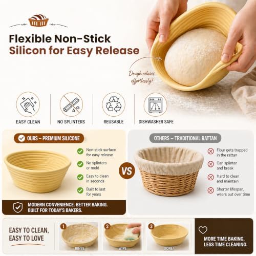 Banneton Bread Proofing Baskets Set Sourdough Starter Kit