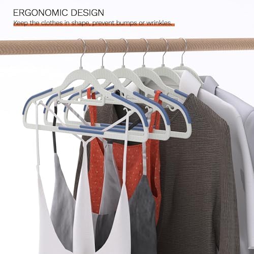 60 Pack Heavy Duty Plastic Hangers, Non Slip Clothes Hangers with Rubber Pads...