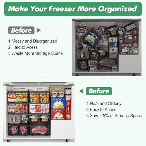ADRIMER Freezer Organizer Bins, 2 Packs Foldable & Stackable Chest Freeze...