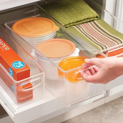 iDesign Plastic Stackable Pantry Bin with Handles, Set of 2, Clear