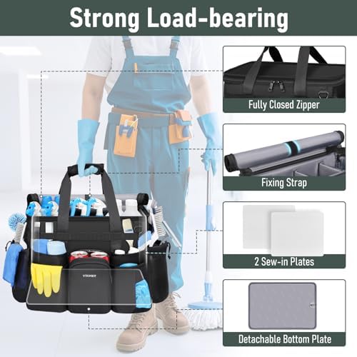 Ytonet Rolling Cleaning Caddy with Wheels, Large Rolling Cleaning Caddy