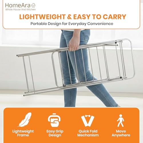 Heavy Duty Foldable Stainless Steel Cloth Drying Stand – 3 Tier Mirror Finish...
