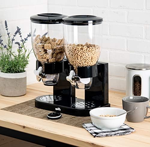 ZevrO Dry Food & Cereal Dispenser, 4.4 Cups, Black, Original Dual