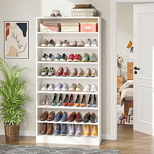 Tribesigns Shoe Cabinet, 9 Tiers 40-45 Pairs Heavy Duty Wood Freestanding Sho...