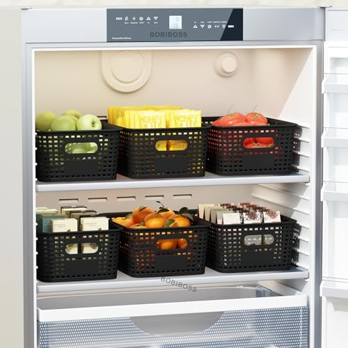Black Plastic Storage Basket for Organizing 12 Pack Small Storage Bins Contai...