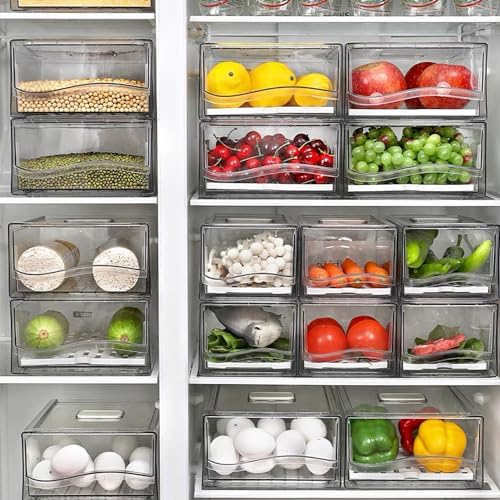 Diskary Fridge Organizer, Stackable Refrigerator Organizer Bins, Reusable Foo...