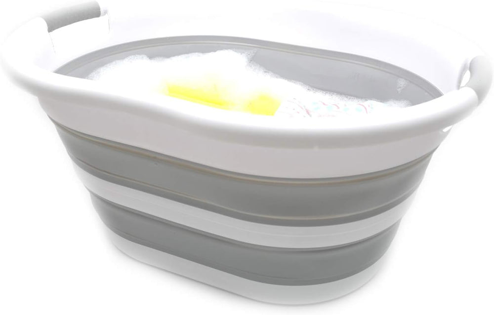 SAMMART 2 pcs Set : 36L (9.5 Gallons) Plastic Collapsible Laundry Basket &...