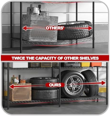 REIBII 5-Tier Heavy Duty Wire Shelving Unit, 1430LBS Storage Shelf Rack