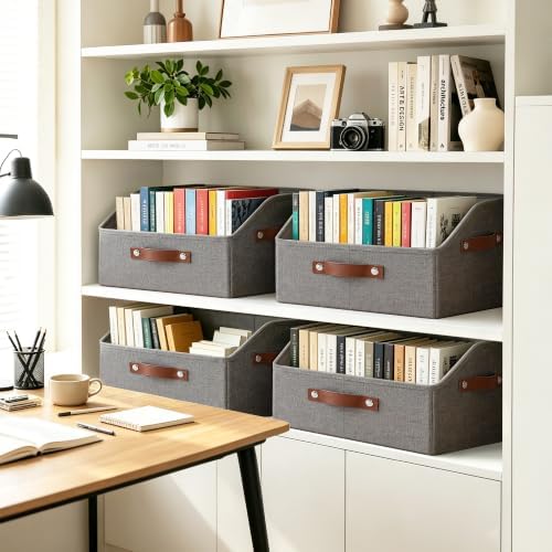 Bagnizer Closet Organizers and Storage, Linen Trapezoid Storage Bins with Han...
