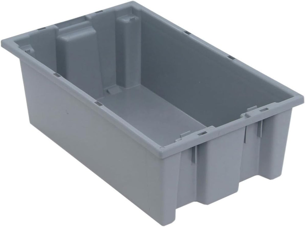 QUANTUM STORAGE SYSTEMS SNT180GY Genuine Stack and Nest Tote, Heavy-Duty Poly...