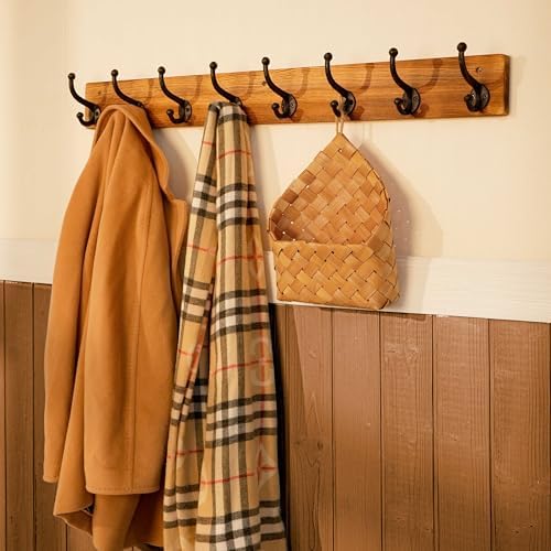 WEBI Rustic Coat Rack Wall Mount,35.43" Long 8 Cast Iron Coat Hooks Wall...