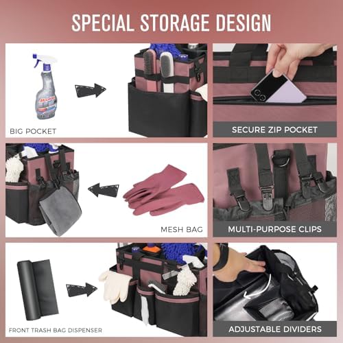 SCAVATA Wearable Cleaning Caddy, Cleaning Caddy Supplies Organizer with Handl...