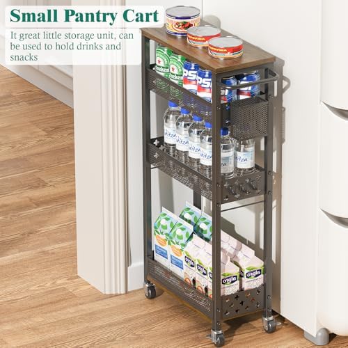 XYZLVSI 4 Tier Slim Storage Cart Laundry Room Organizer for Small Space