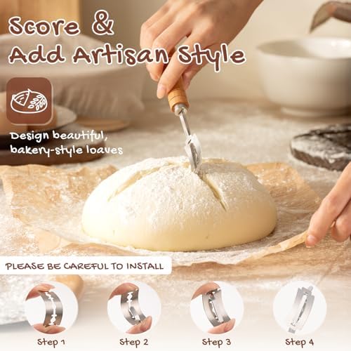 Astercook Sourdough Starter Kit with Round & Oval Banneton Bread Proofing...