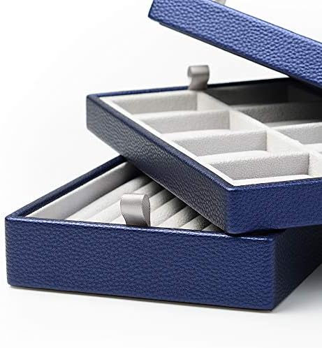 Oirlv Blue Leather Jewelry Box Handmade Travel Jewelry Organizer Storage Case...