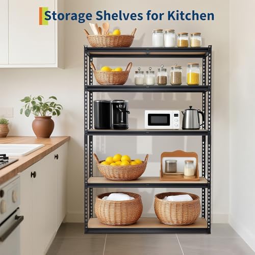 Garage Storage Shelves 5 Tiers, Heavy Duty Storage Shelving Racks with 2500 L...