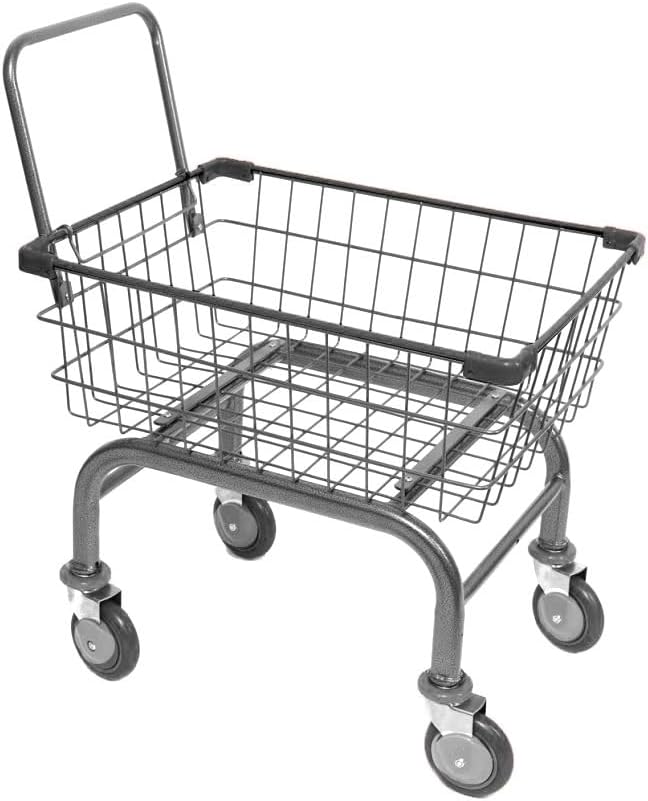 Heavy Duty Uhandle Laundry Cart with 5" Wheel (Charcoal Grey) Ruber Grip.