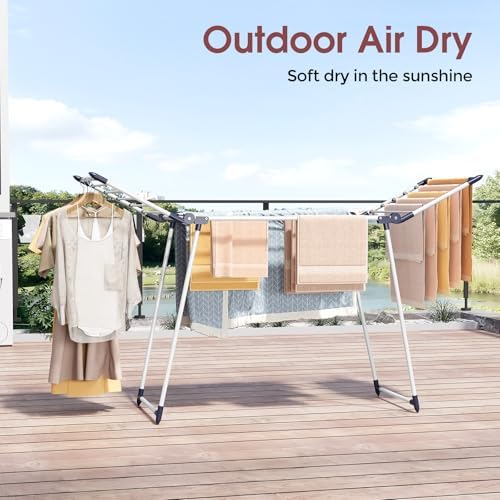 APEXCHASER Clothes Drying Rack, Large Capacity Drying Rack, 69" L, White