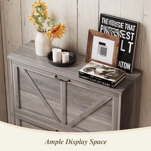 Semiocthome Farmhouse Shoe Storage Cabinet with 2 Flip Drawers, 31.5"(W)...