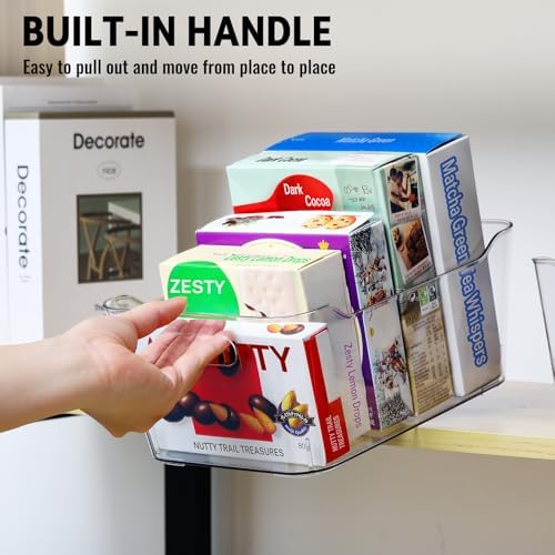 12 PACK Multi-Use Clear Storage Bins, Pantry Kitchen Cabinet Organizer Bins