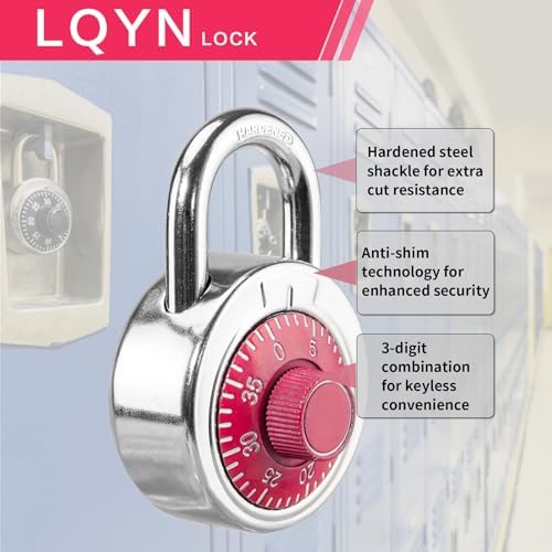 Combination Lock, LQYN Dial Combination Padlock, Pack of 48; Red