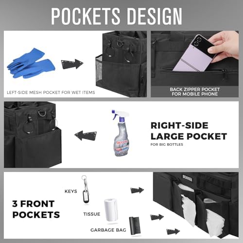 SCAVATA Wearable Cleaning Caddy Bag, Supplies Organizer with Handle & Sho...