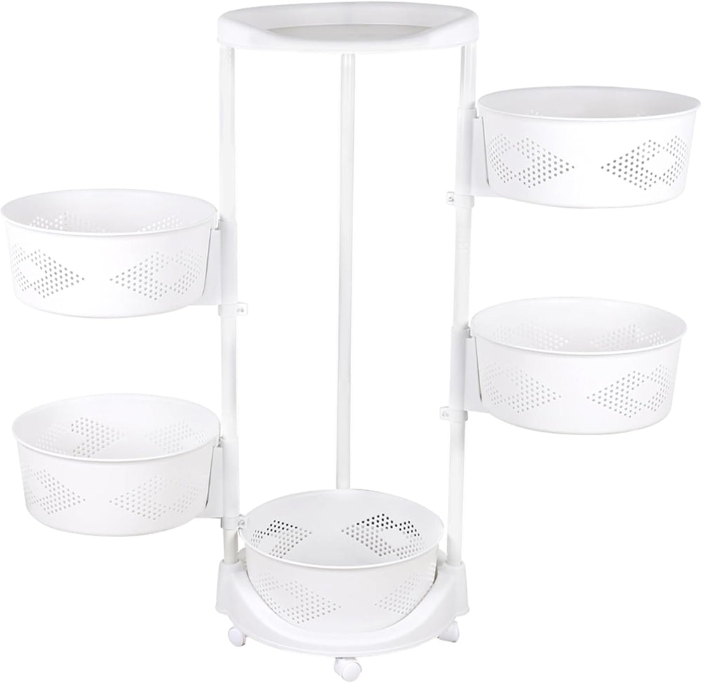 Rotating Storage Rack, 5-Tier Rotating Fruit Basket Racks For Kitchen, Movabl...