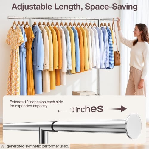 Heavy Duty Clothes Rack Load 650 LBS, Rolling Clothing Rack for Hanging Cloth...