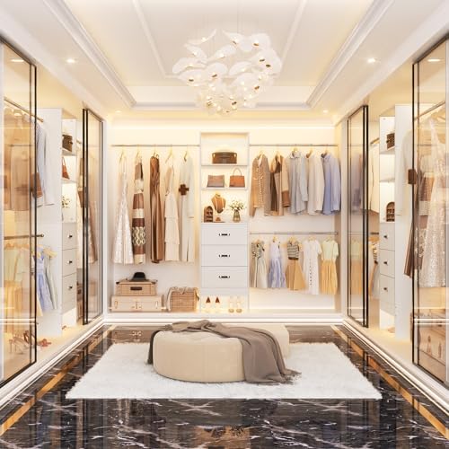 Besiost 96'' Closet Organizer System with 3 Hanging Rods, 8FT Closet ...