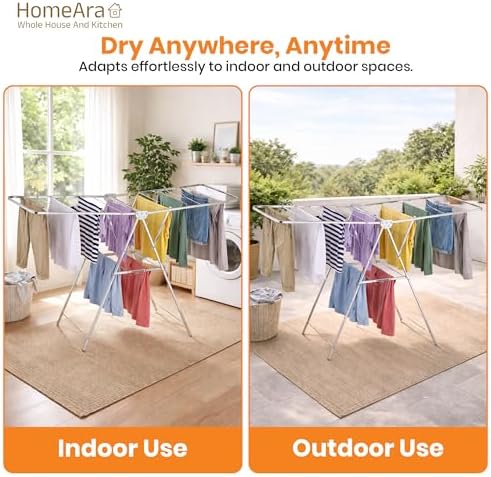Heavy Duty Foldable Stainless Steel Cloth Drying Stand – 3 Tier Mirror Finish...