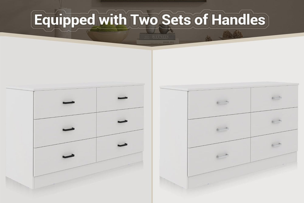 Bigbiglife Wood Dresser for Bedroom, 6 Drawer Double Dresser, Modern Chest of...