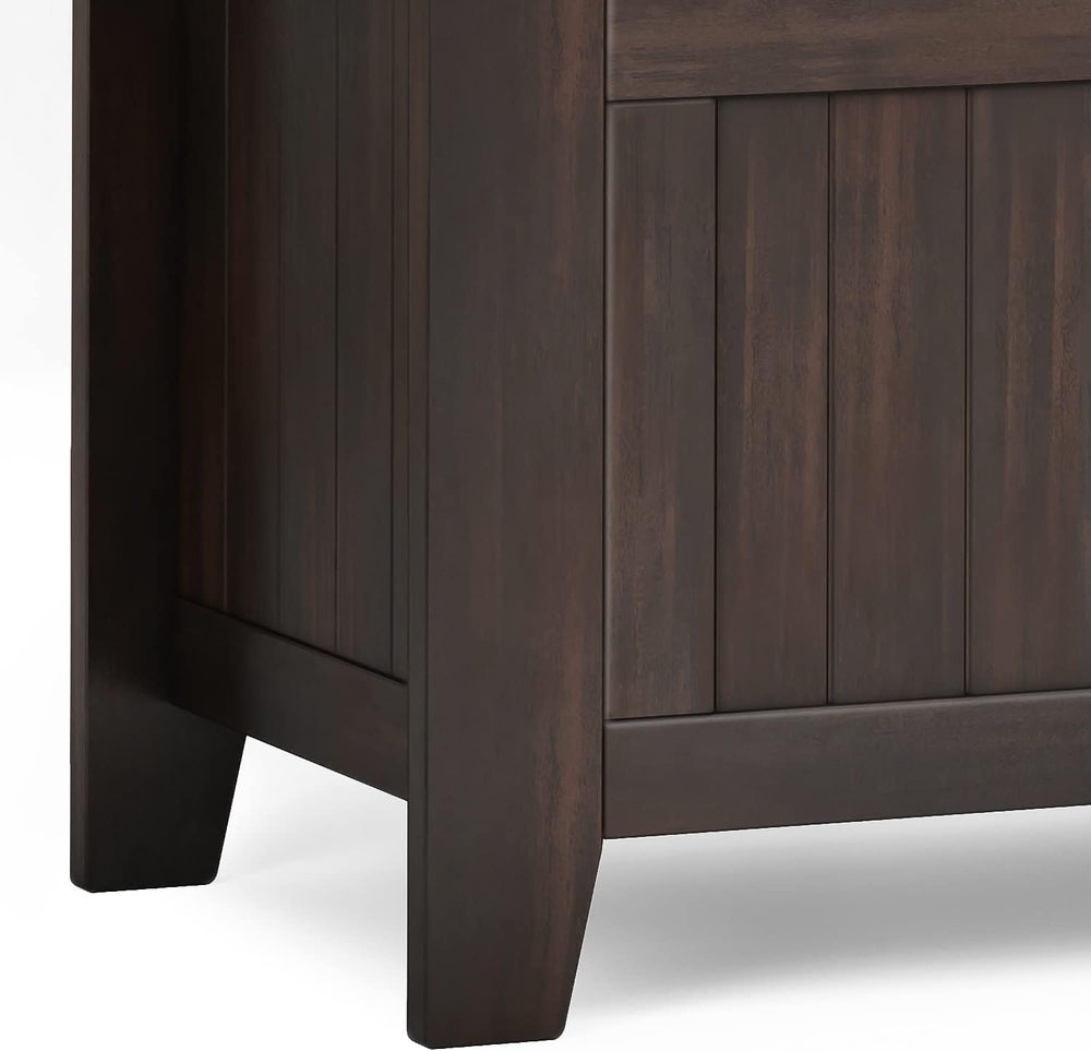 SIMPLIHOME Acadian Storage Bench and Shoe Cabinet Set in Brunette Brown