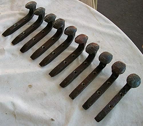 10 REPURPOSED Railroad Spike Coat Hooks Coat Rack Tool Shop Hangers Single Bent