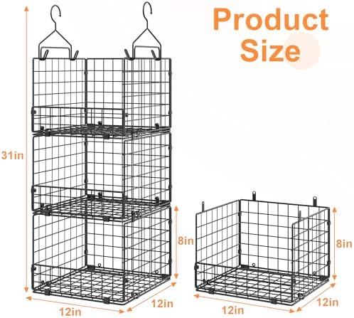 Sonyabecca 3-Tier Closet Organizers and Storage, Foldable Stackable Wire Bask...