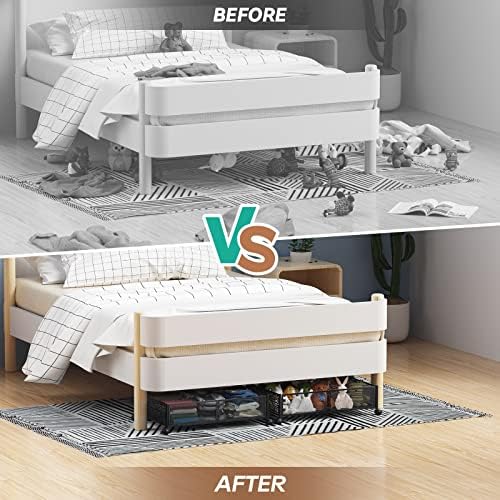 PHINOX Under Bed Storage Container with wheels,Patterned,Metal,2 Pack,Black