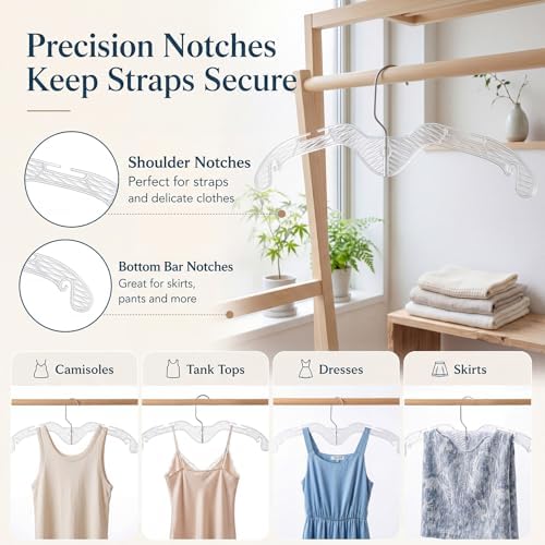 LemonRoad 24 Pcs Crystal Clear Plastic Short Neck Hangers for Clothes Bulk
