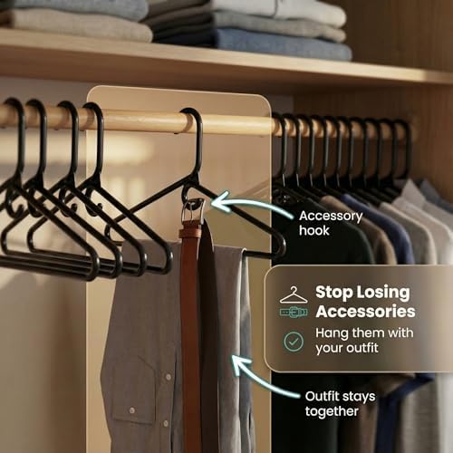 DEILSY™ Heavy Duty Plastic Hangers 30 Pack Thick Black Heavy Duty Hangers