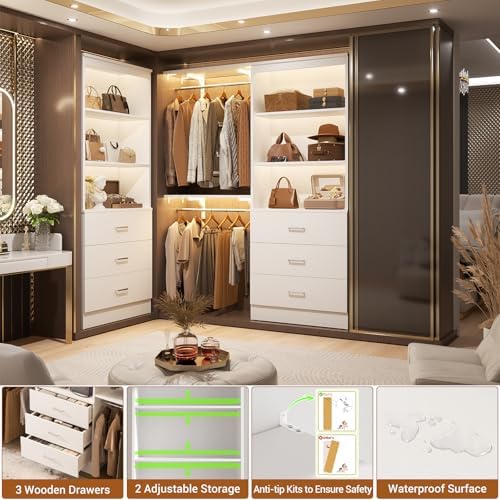 Aheaplus 23.6" Closet Drawers System, Closet System with 3 Drawers, White