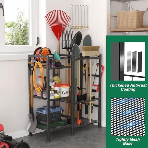 keomaisyto Garden Tool Organizer with Large Hooks, Garage Storage Rack