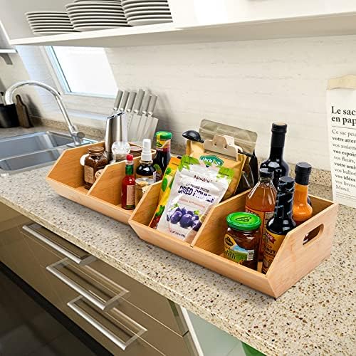 2 Set Bamboo Storage Bin, Pantry Organization and Storage Baskets, Kitchen Or...